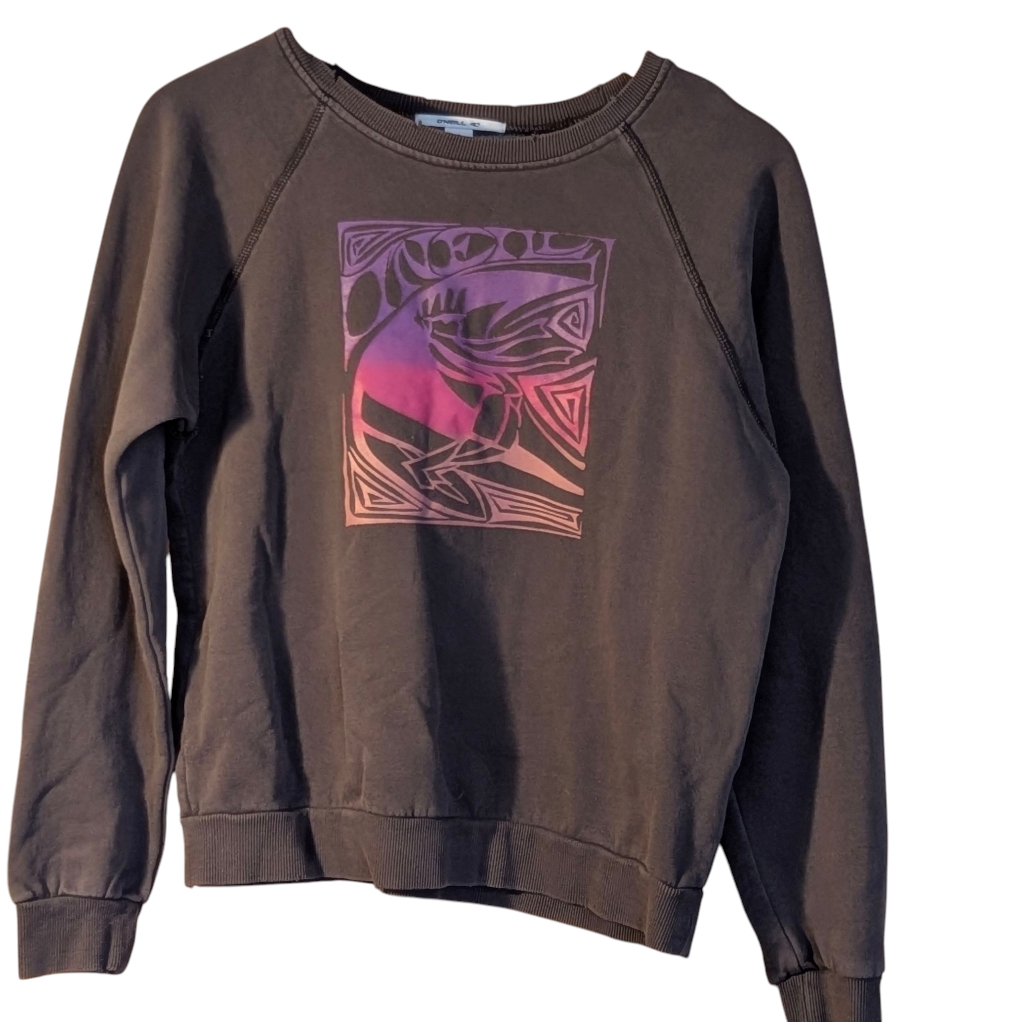 O'neill Graphic Sweatshirt Gray Women's Small Skater Surfer Casual Grunge